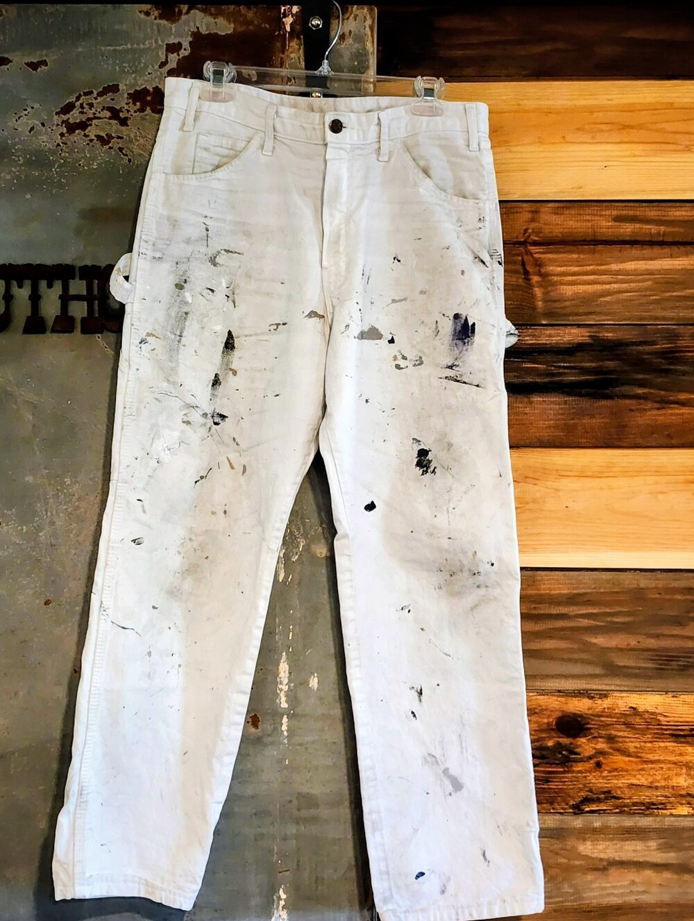 Dickies White Painter's Pants with Paint Splatter